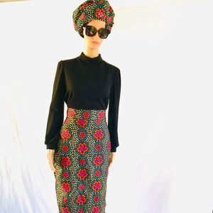 African Ankara Skirt with Head Wrap